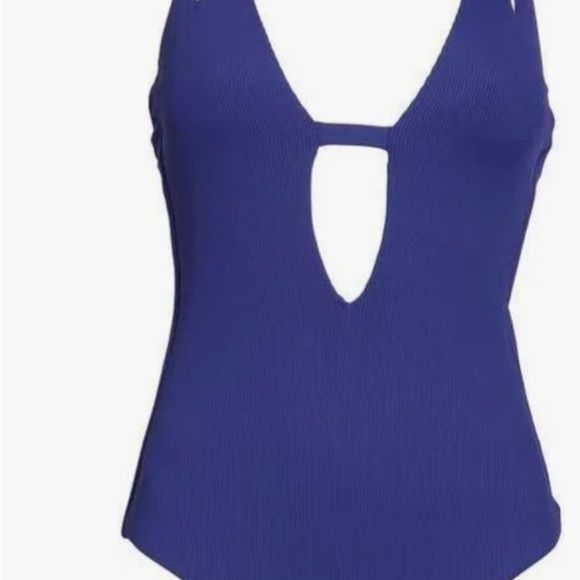 Blue Cutout Swimsuit - Picture 1 of 7